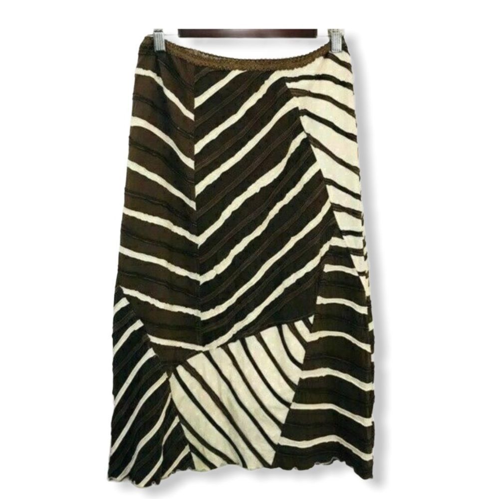 Solstice Skirt Boho Patchwork Brown Ivory Stretch